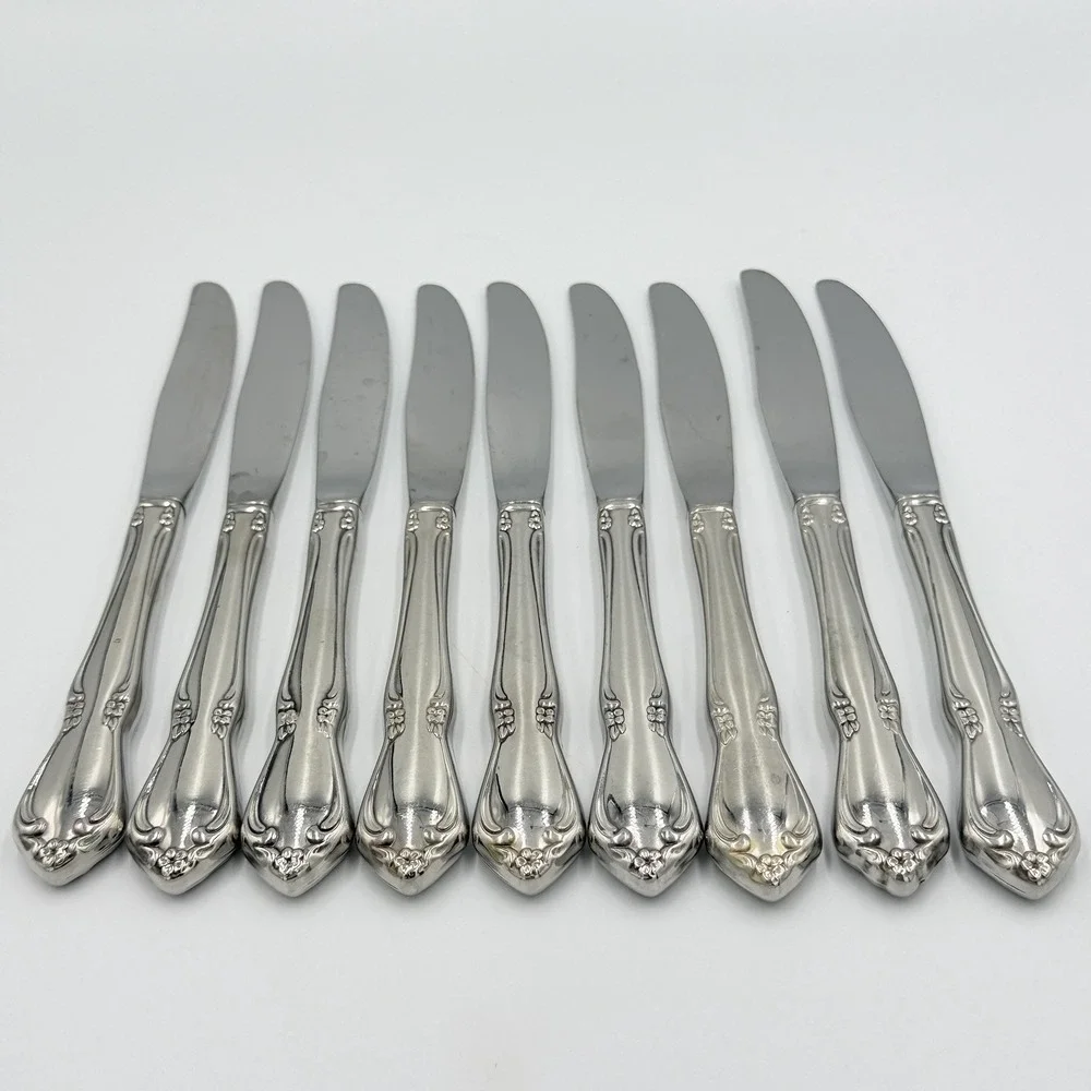Oneidacraft Deluxe Chateau Dinner Knives Set of 9 Stainless Steel Flatware 8.5